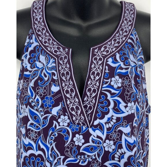 Magnolia Grace Women Sleeveless Dress Medium M Petite PM Blue V-Neck Stretch New - Picture 6 of 8